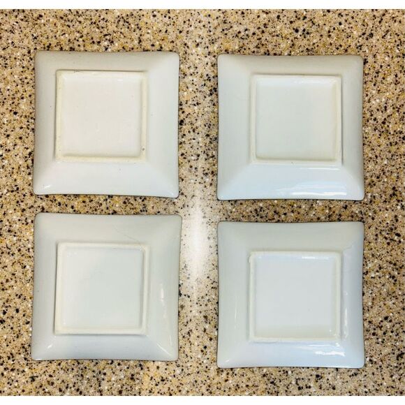 4 Piece Square Sushi Plate Set White Black - Picture 2 of 2